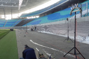 Aufbau Effektmaschinen im Zentralstadion Leipzig