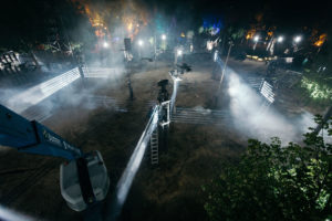 Aufbau der Flammenshow auf der Fusion 2019